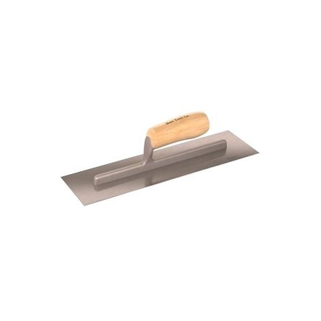 The Brush Man 14 in X 4 in Polished Steel Finishing Trowel, Wood Hdl, 6PK TROWEL-CEM-14X4